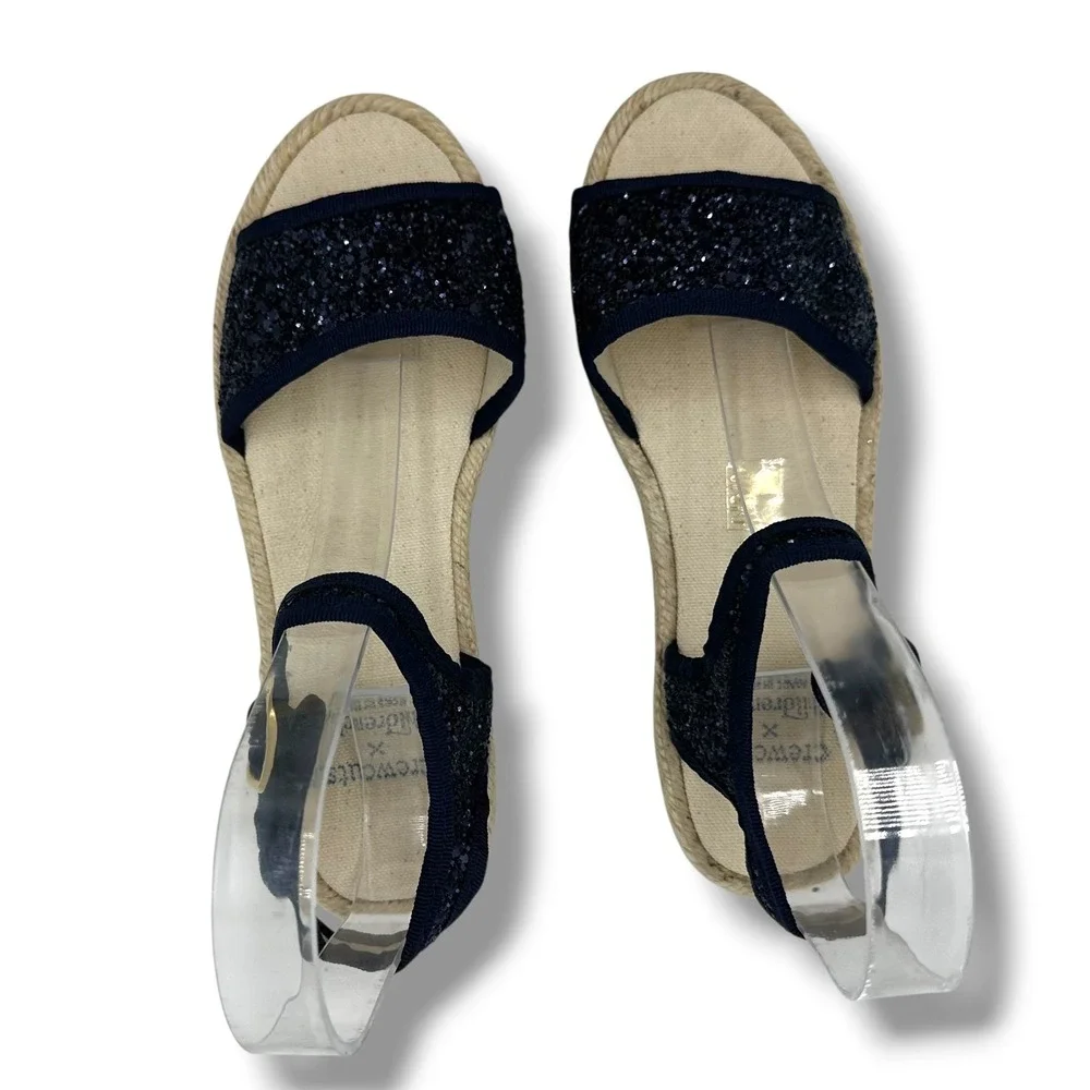 Crewcuts x Childrenchic Navy Glitter Espadrille Sandals Made in Spain Size 34